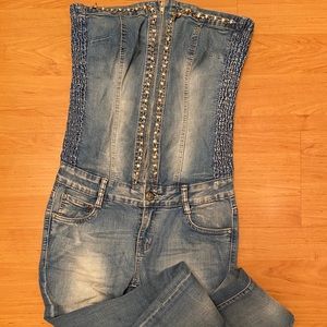 Strapless Sexy Denim Jumpsuit